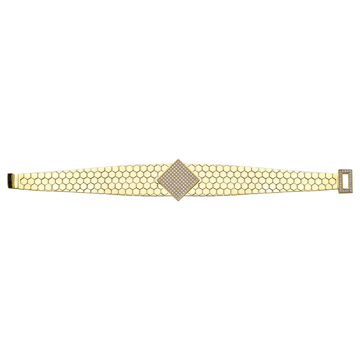Solid gold honeycomb bracelet, 21.16 g — shown square on a plain background.