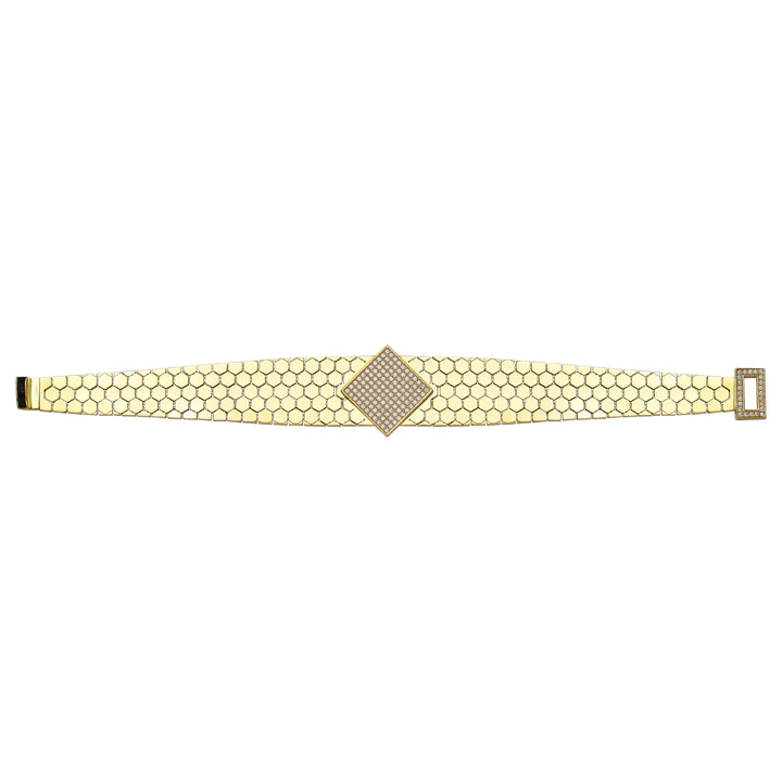 Solid gold honeycomb bracelet, 21.16 g — shown square on a plain background.
