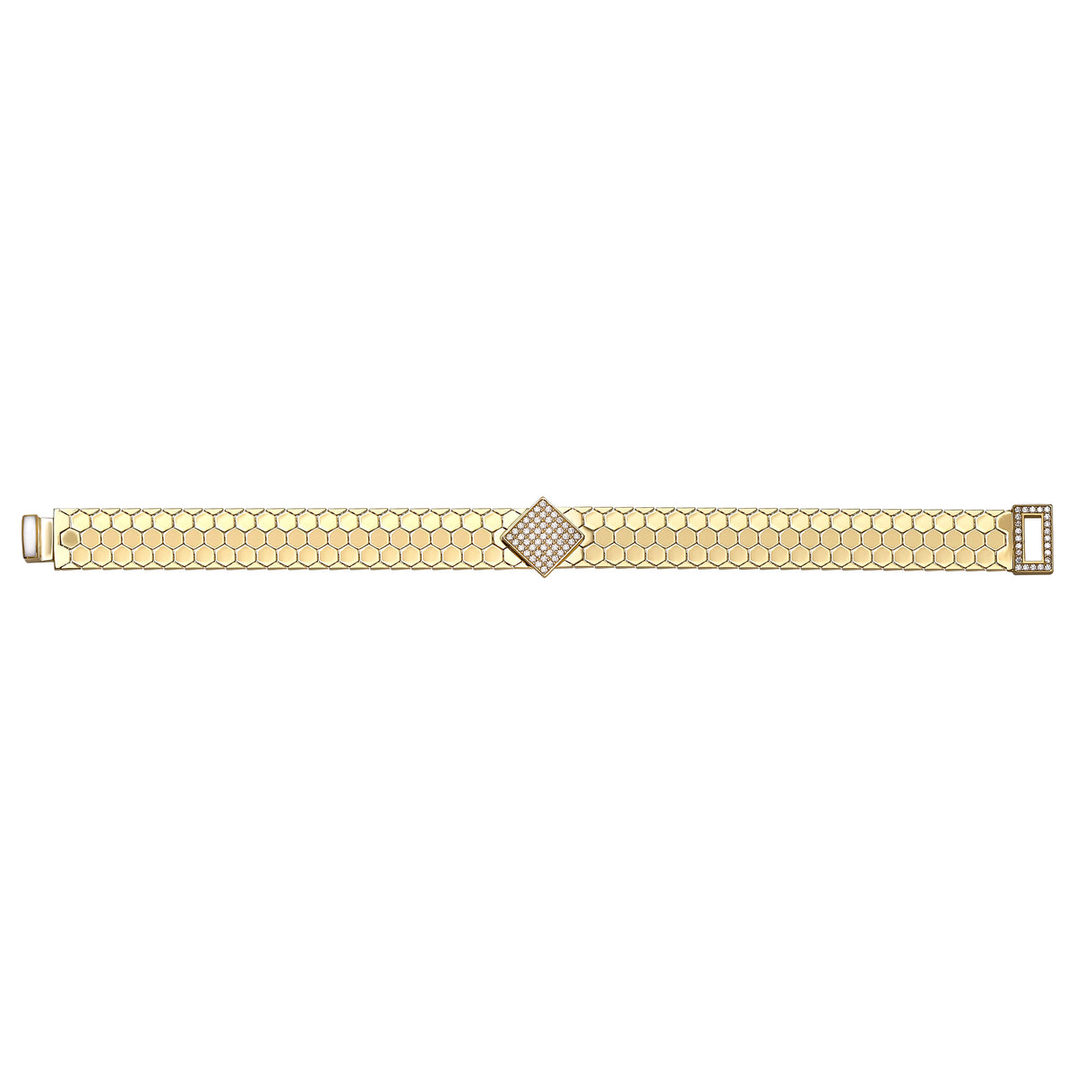 Solid gold honeycomb bracelet, 13.80 g — shown square on a plain background.
