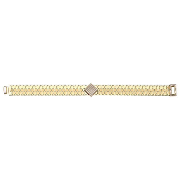 Solid gold honeycomb bracelet, 13.80 g — shown square on a plain background.