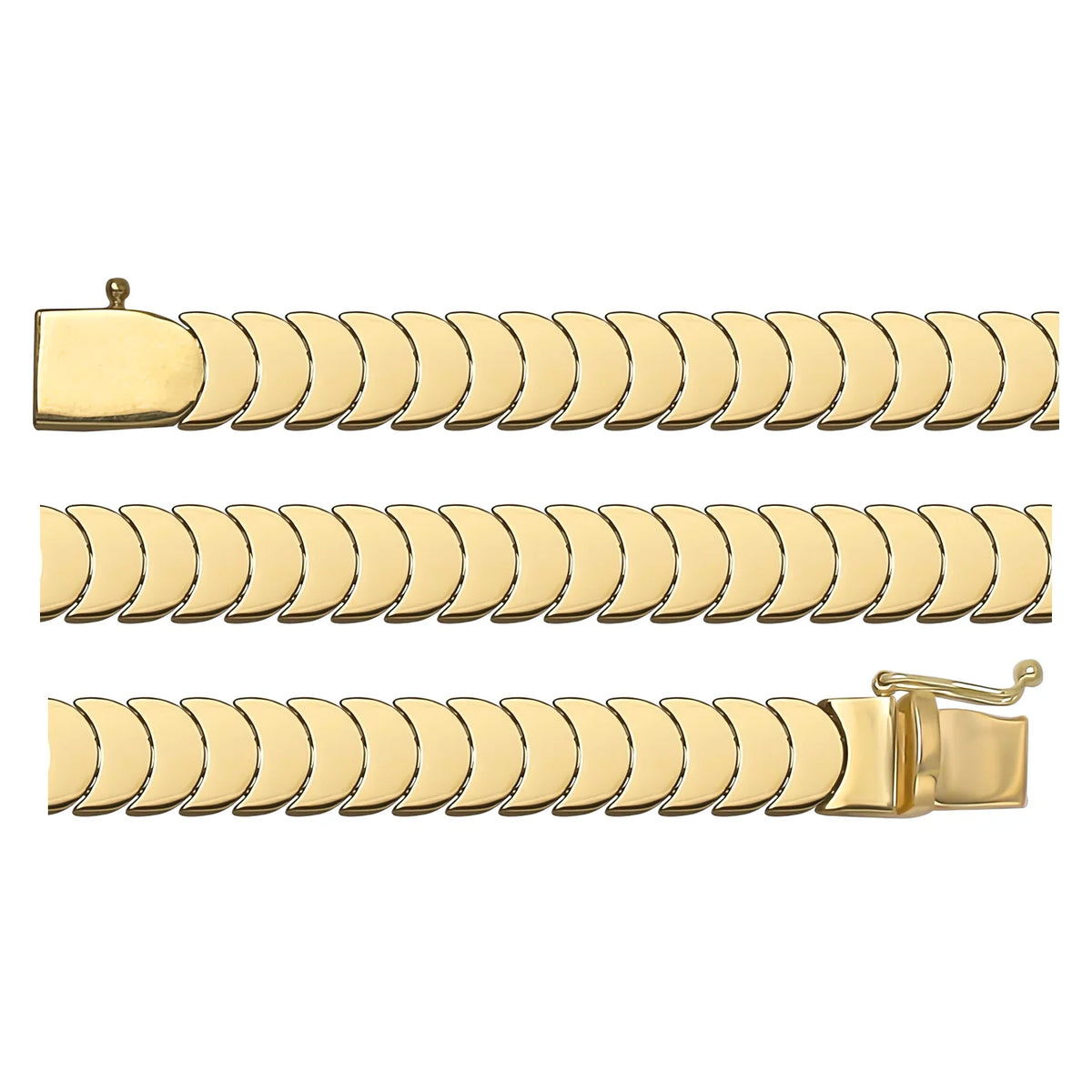 Solid gold braided bracelet, 9.66 g — shown in three rows across the frame.