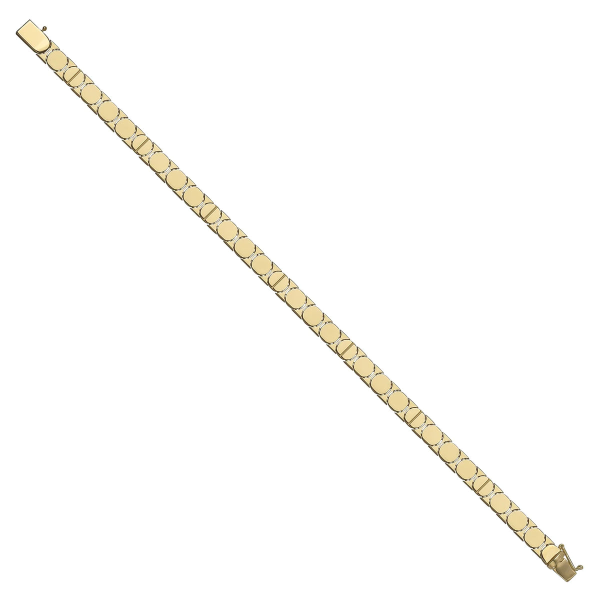 Solid gold fancy link bracelet, 8.11 g — shown at an angle across the frame.
