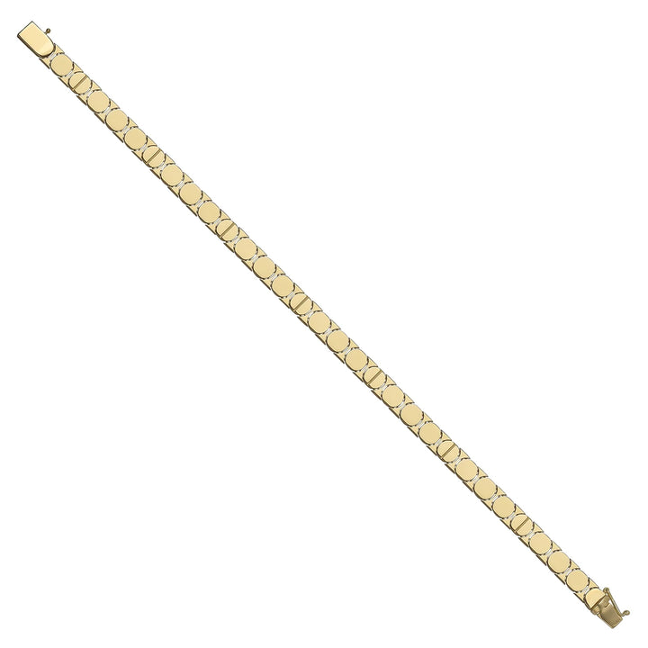 Solid gold fancy link bracelet, 8.11 g — shown at an angle across the frame.