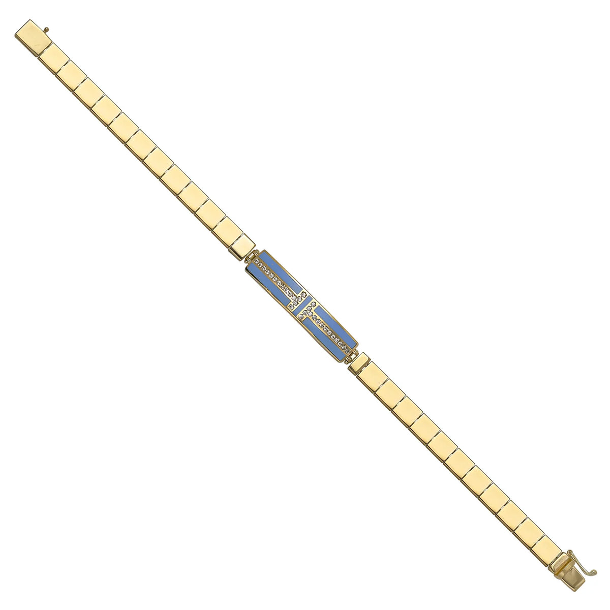 Solid gold id bracelet, 10.77 g — shown at an angle across the frame.