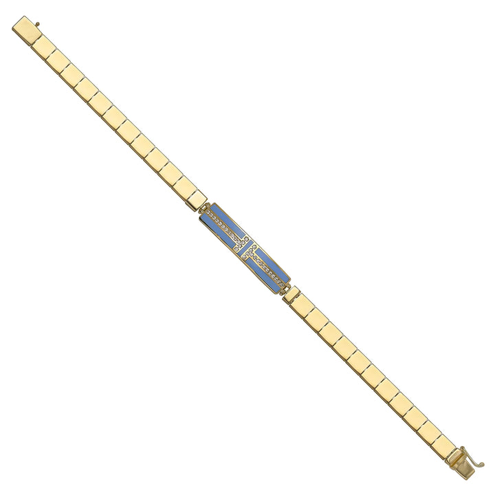Solid gold id bracelet, 10.77 g — shown at an angle across the frame.