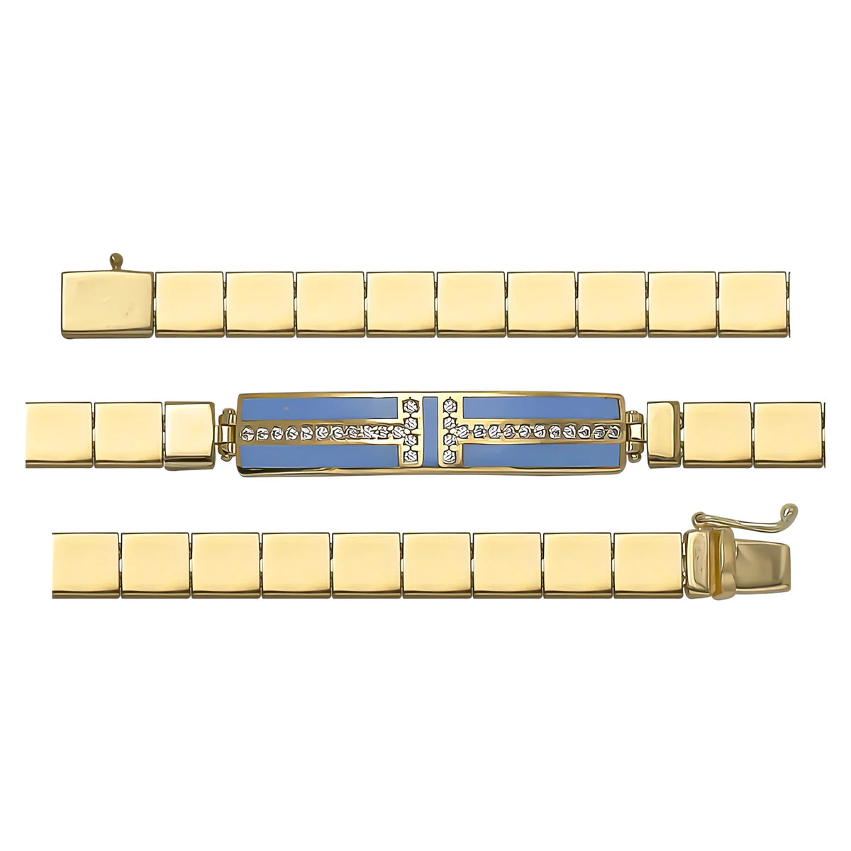 Solid gold id bracelet, 10.77 g — shown in three rows across the frame.