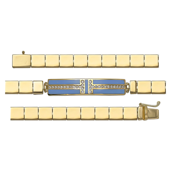 Solid gold id bracelet, 10.77 g — shown in three rows across the frame.