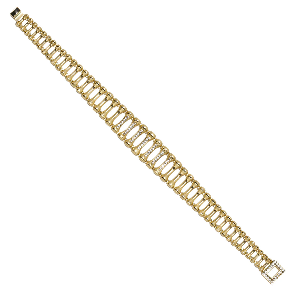 Solid gold bar link bracelet, 16.77 g — shown at an angle across the frame.