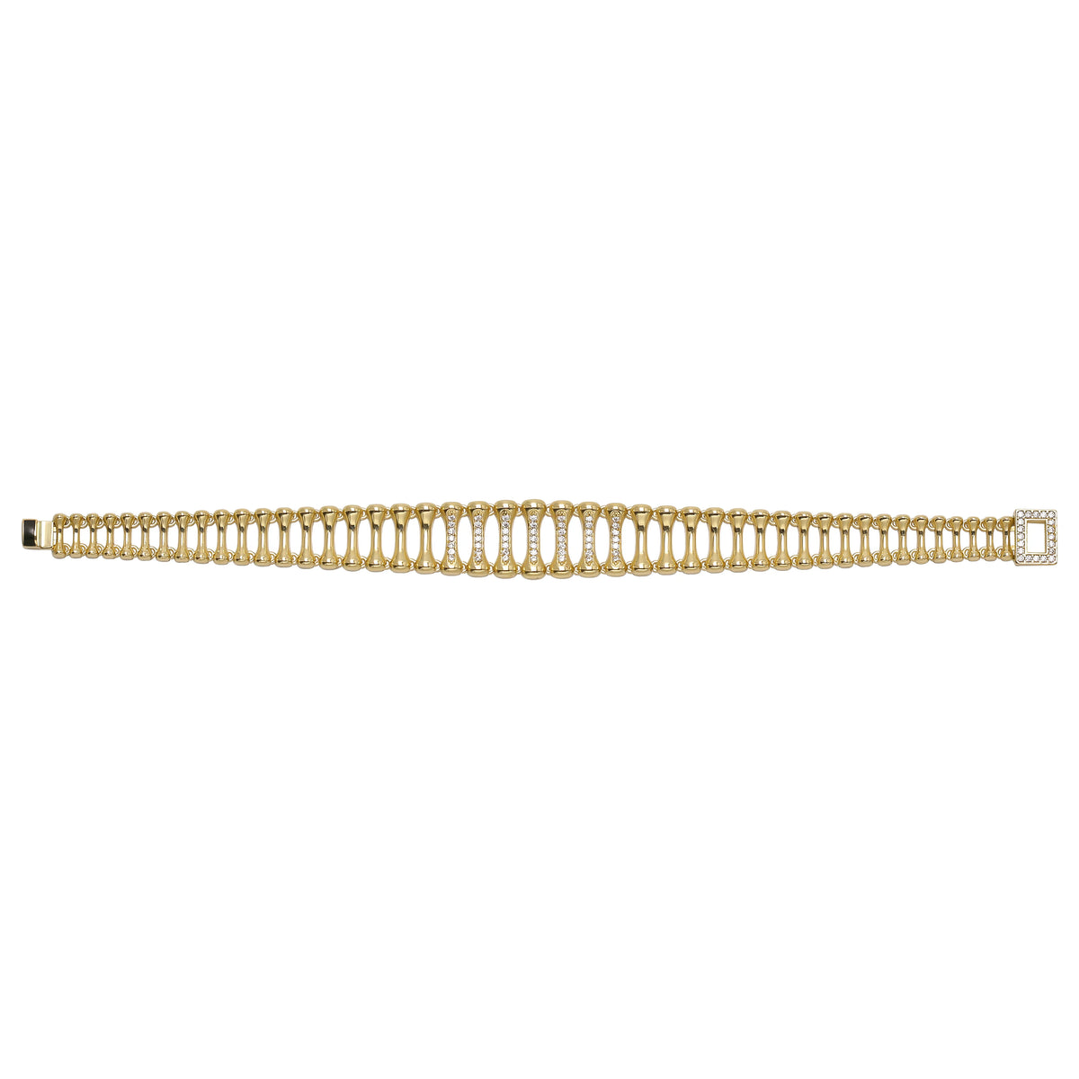 Solid gold bar link bracelet, 16.77 g — shown square on a plain background.