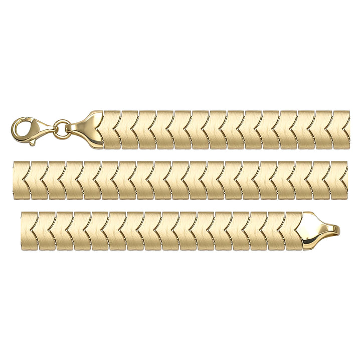 Solid gold herringbone bracelet, 11.69 g — shown in three rows across the frame.