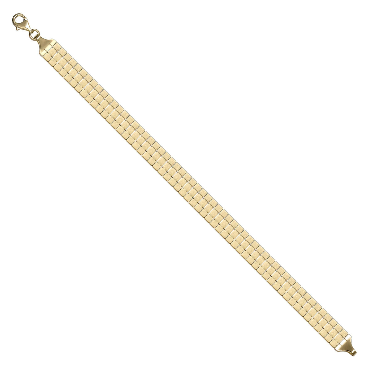Solid gold brick link bracelet, 8.72 g — shown at an angle across the frame.
