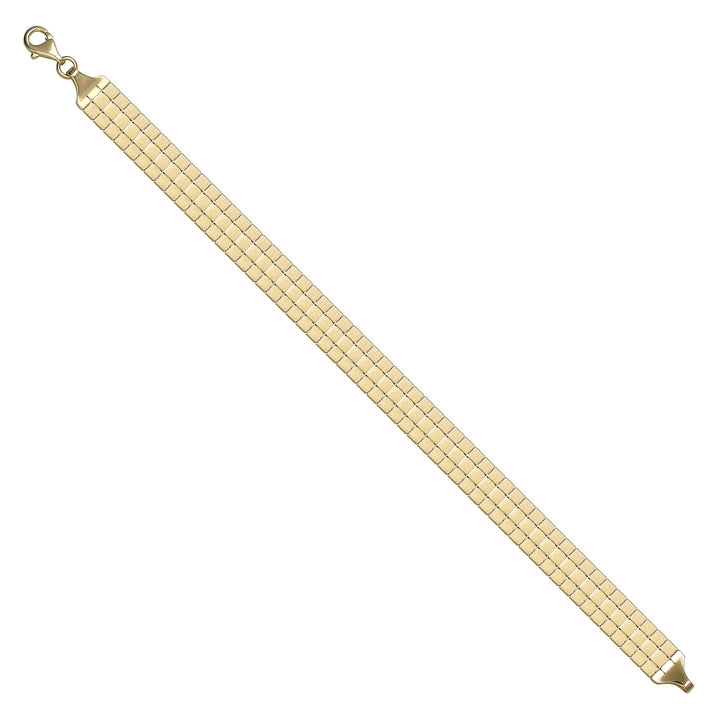Solid gold brick link bracelet, 8.72 g — shown at an angle across the frame.