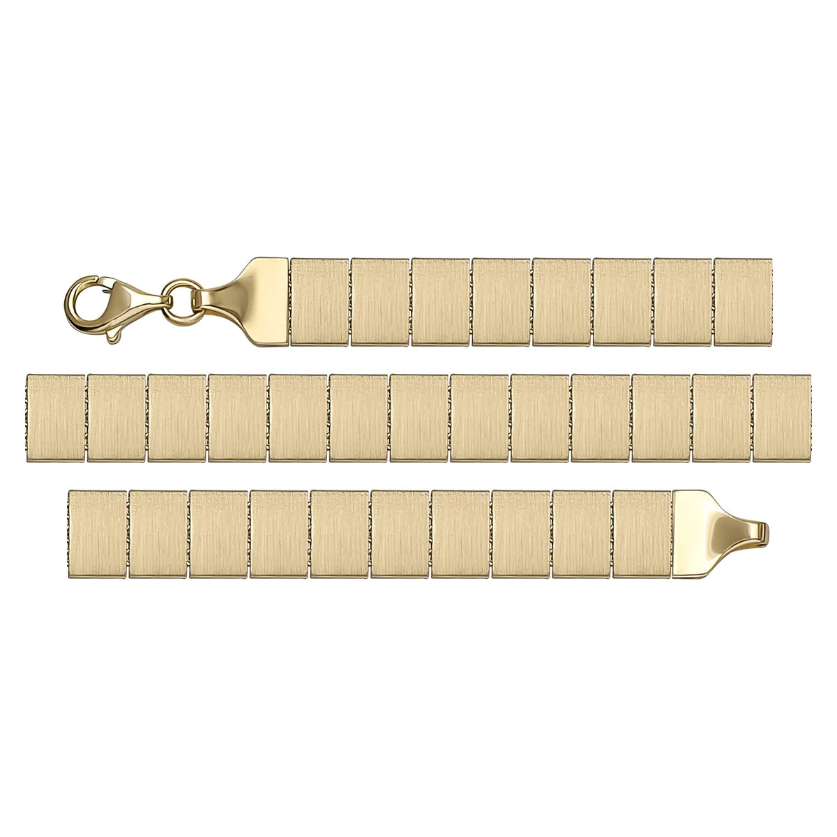 Solid gold id bracelet, 7.72 g — shown in three rows across the frame.