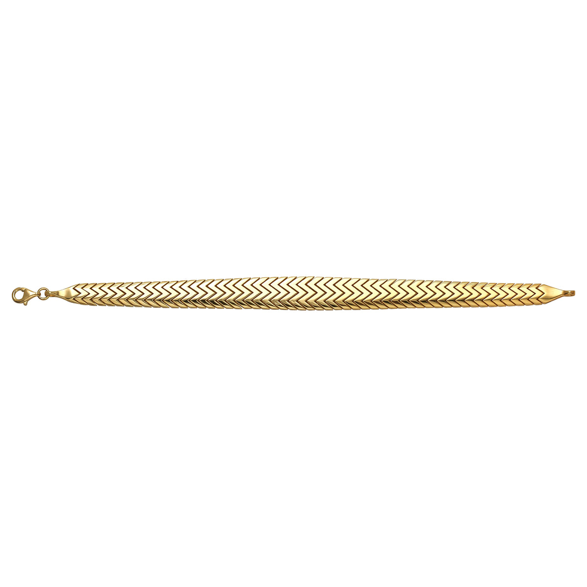 Solid gold herringbone bracelet, 14.80 g — shown square on a plain background.