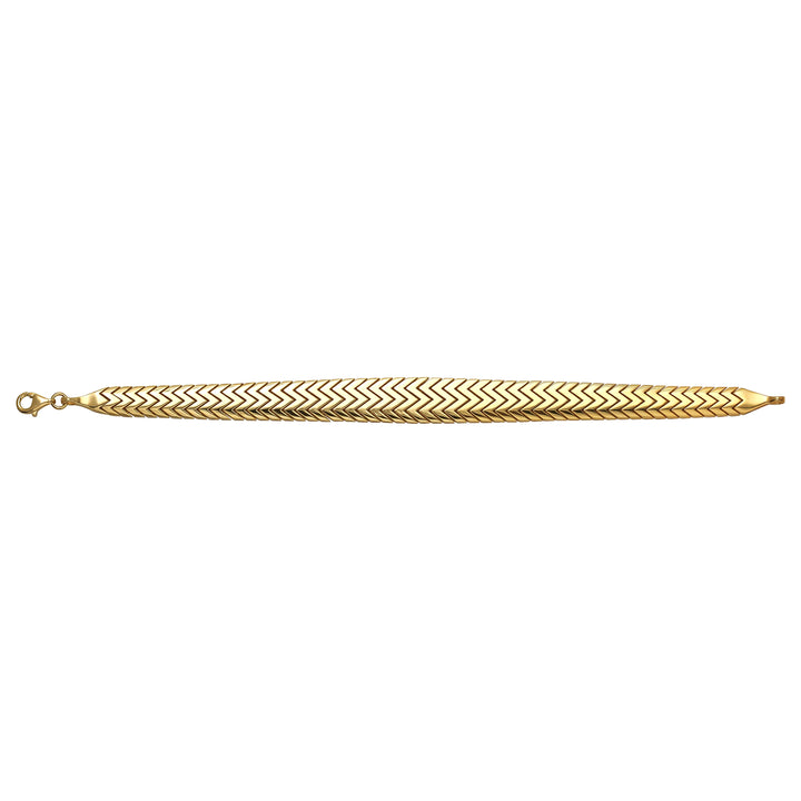Solid gold herringbone bracelet, 14.80 g — shown square on a plain background.