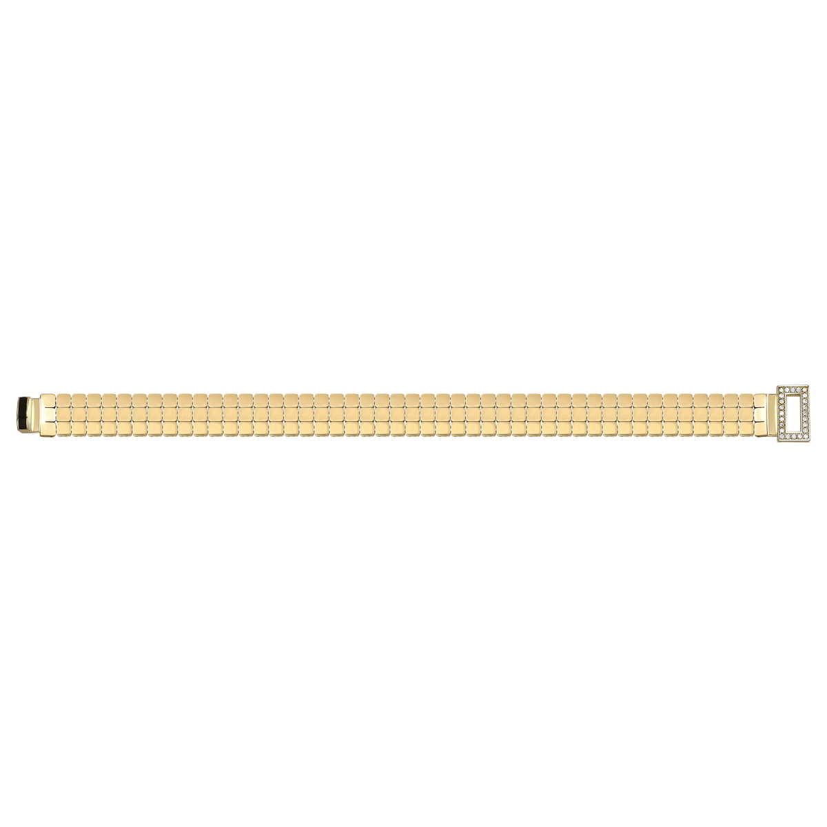 Solid gold brick link bracelet, 16.25 g — shown square on a plain background.