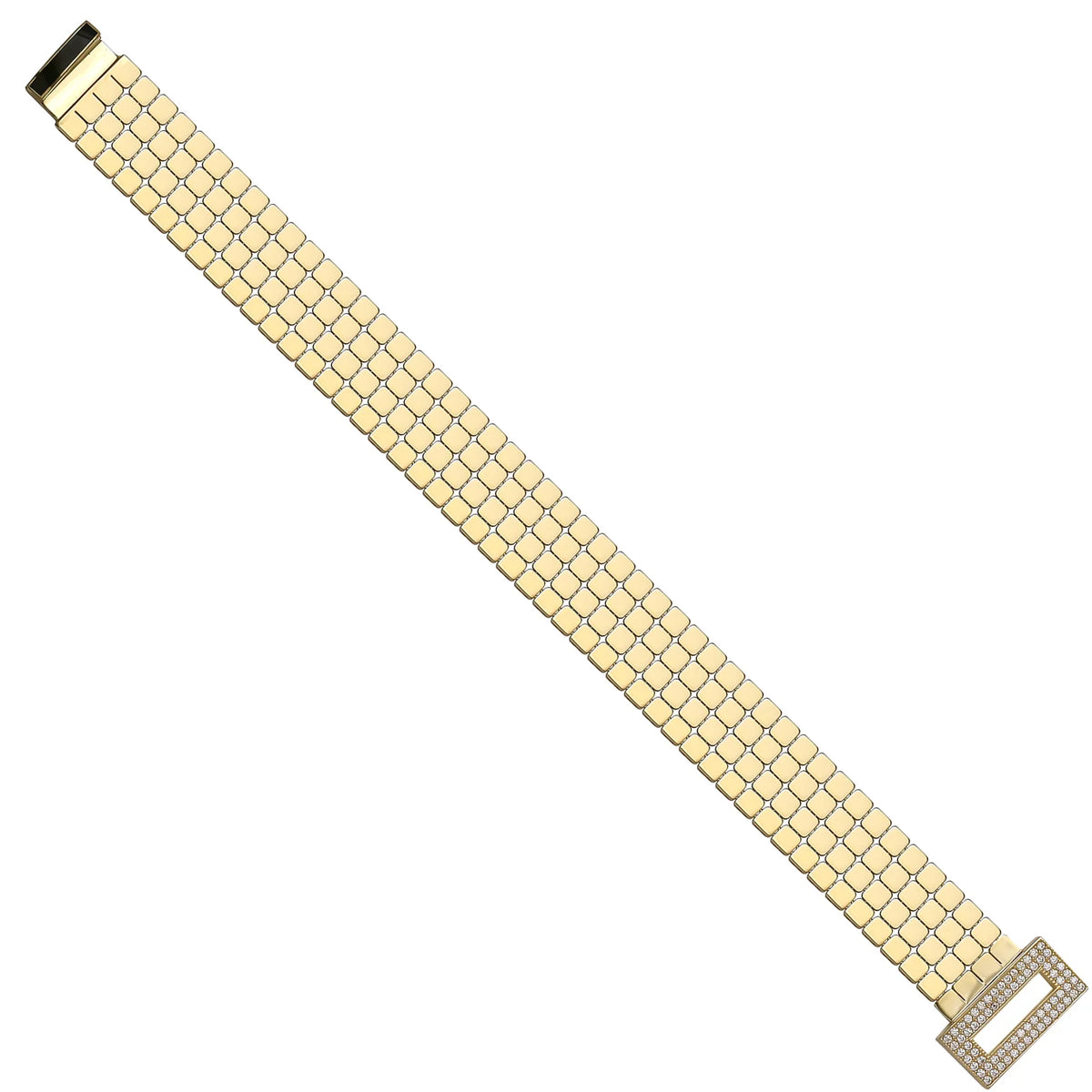 Solid gold brick link bracelet, 22.54 g — shown at an angle across the frame.