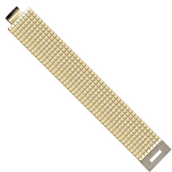 Solid gold brick link bracelet, 40.25 g — shown at an angle across the frame.