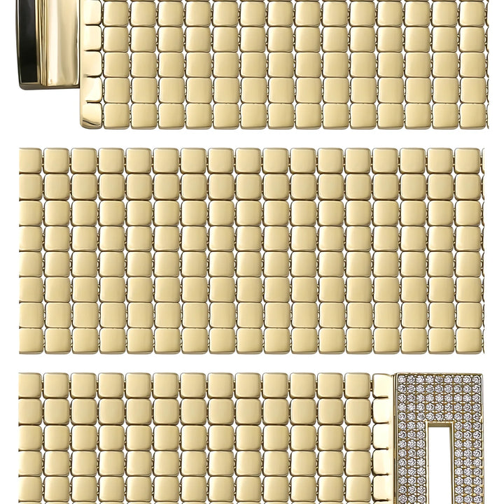 Solid gold brick link bracelet, 40.25 g — shown in three rows across the frame.