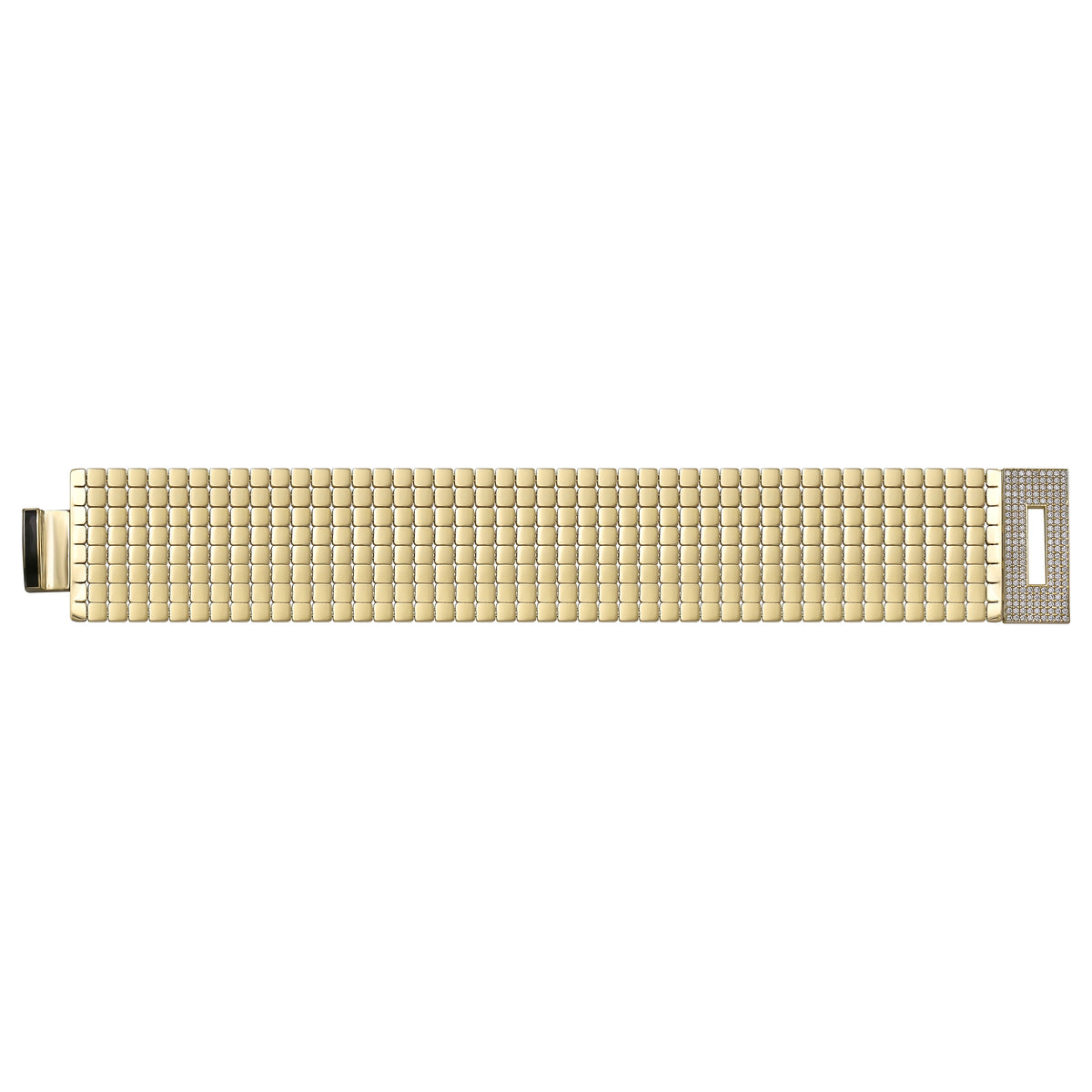 Solid gold brick link bracelet, 40.25 g — shown square on a plain background.