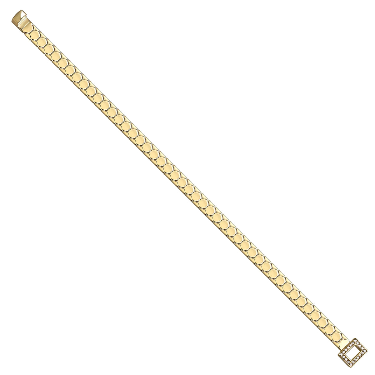 Solid gold honeycomb bracelet, 6.50 g — shown at an angle across the frame.