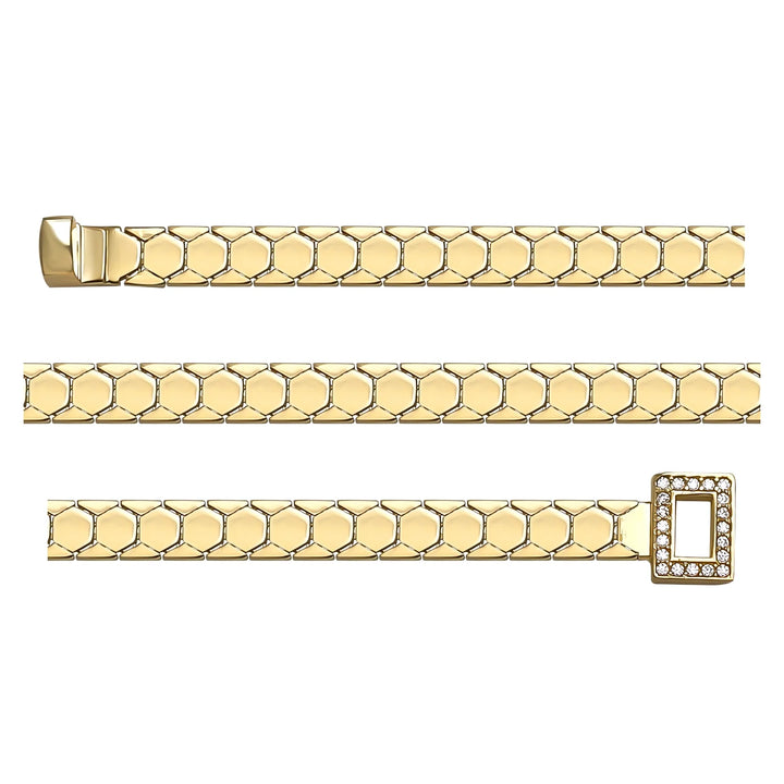 Solid gold honeycomb bracelet, 6.50 g — shown in three rows across the frame.