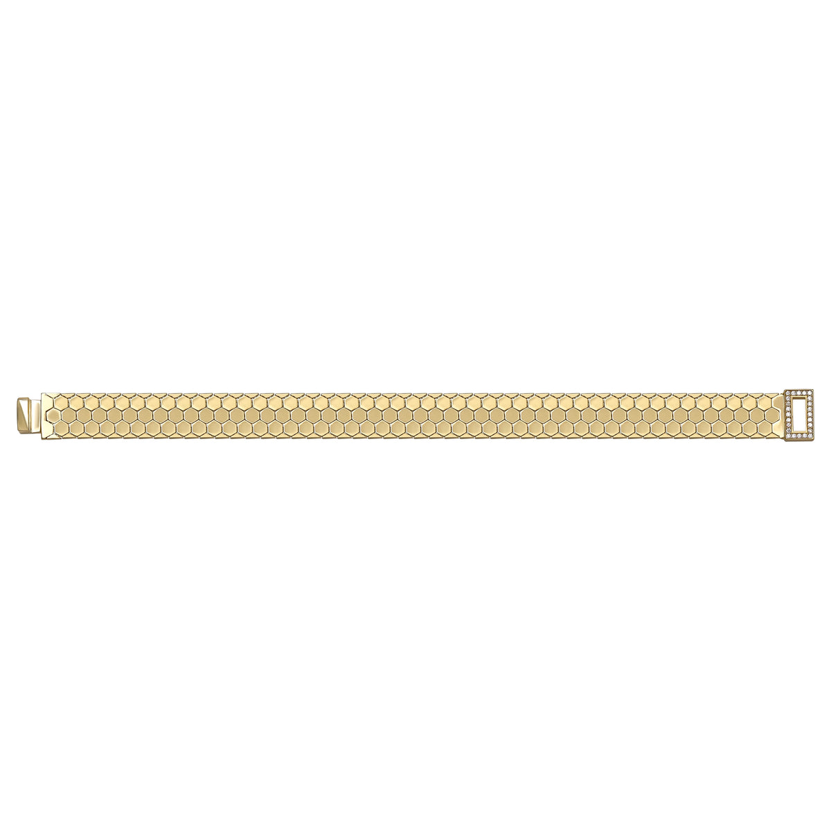 Solid gold honeycomb bracelet, 12.71 g — shown square on a plain background.