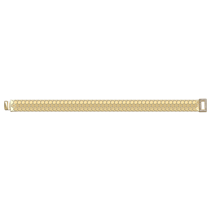 Solid gold honeycomb bracelet, 12.71 g — shown square on a plain background.