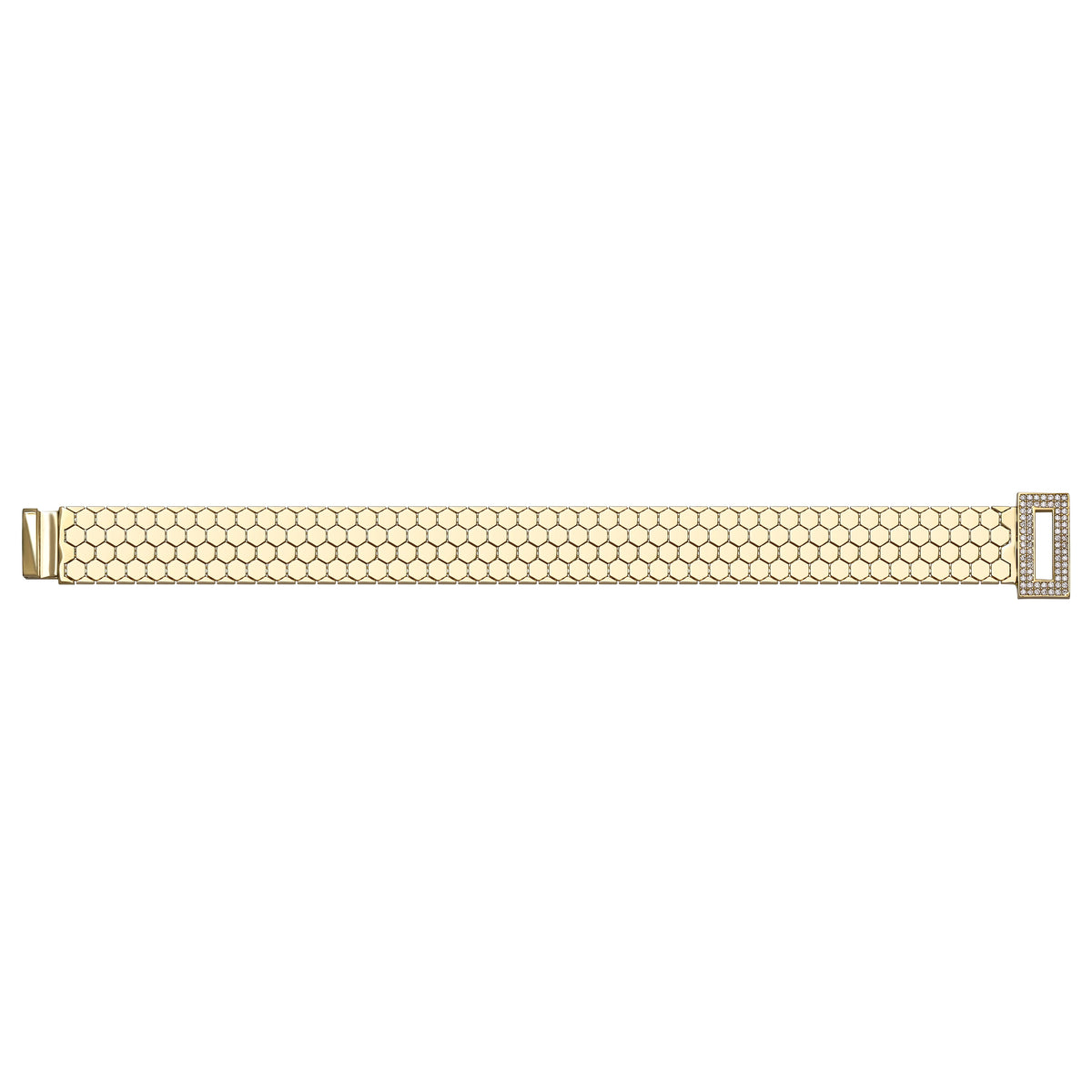 Solid gold honeycomb bracelet, 22.75 g — shown square on a plain background.
