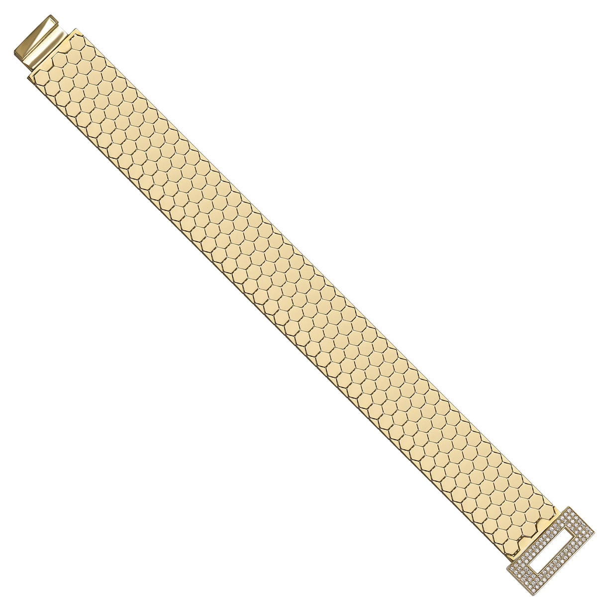 Solid gold honeycomb bracelet, 24.10 g — shown at an angle across the frame.
