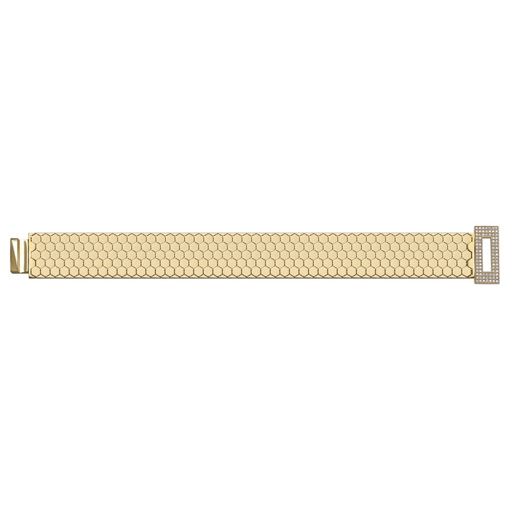 Solid gold honeycomb bracelet, 24.10 g — shown square on a plain background.