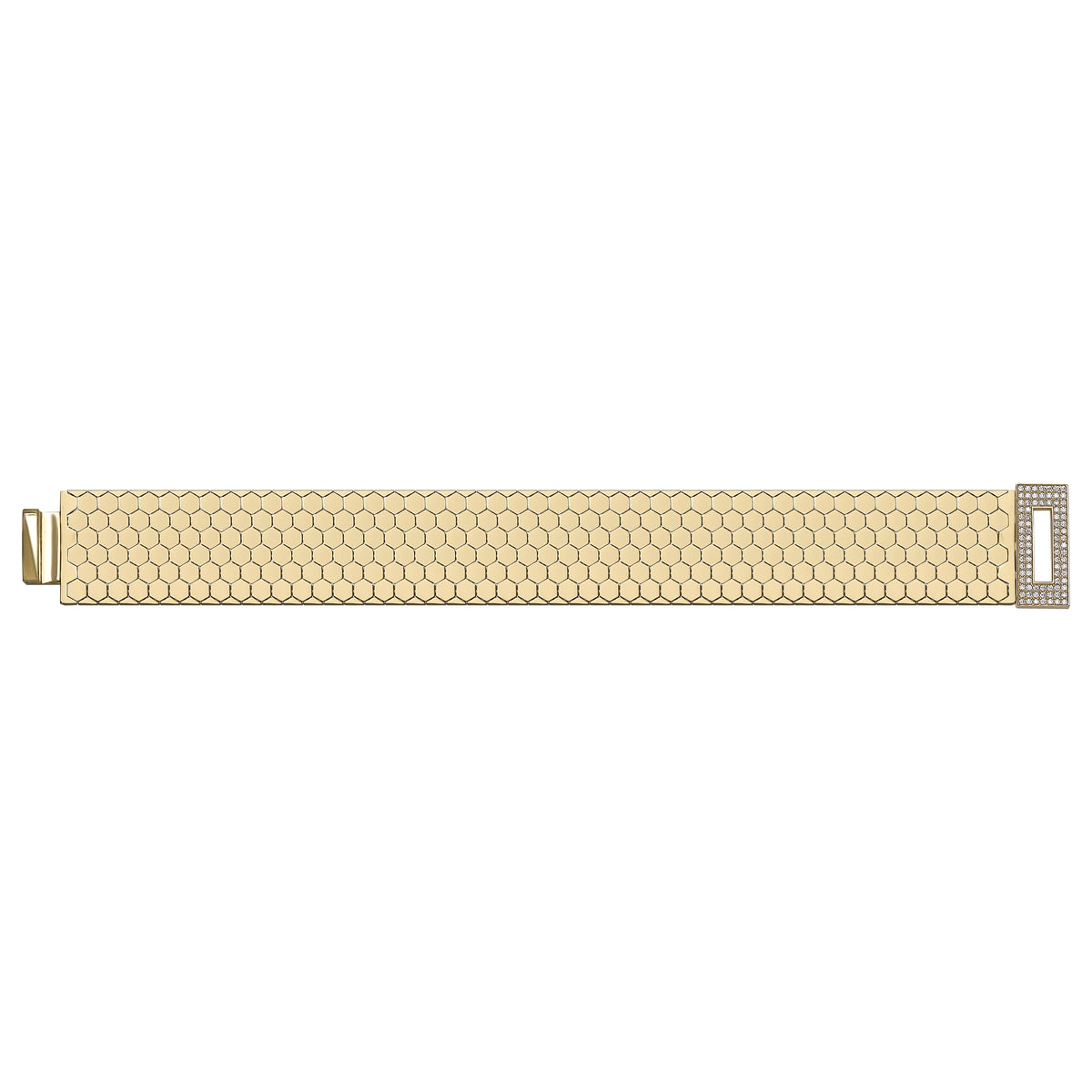 Solid gold honeycomb bracelet, 26.10 g — shown square on a plain background.