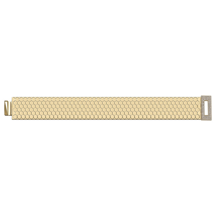 Solid gold honeycomb bracelet, 26.10 g — shown square on a plain background.