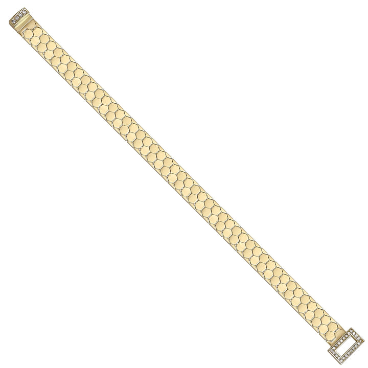 Solid gold honeycomb bracelet, 9.90 g — shown at an angle across the frame.