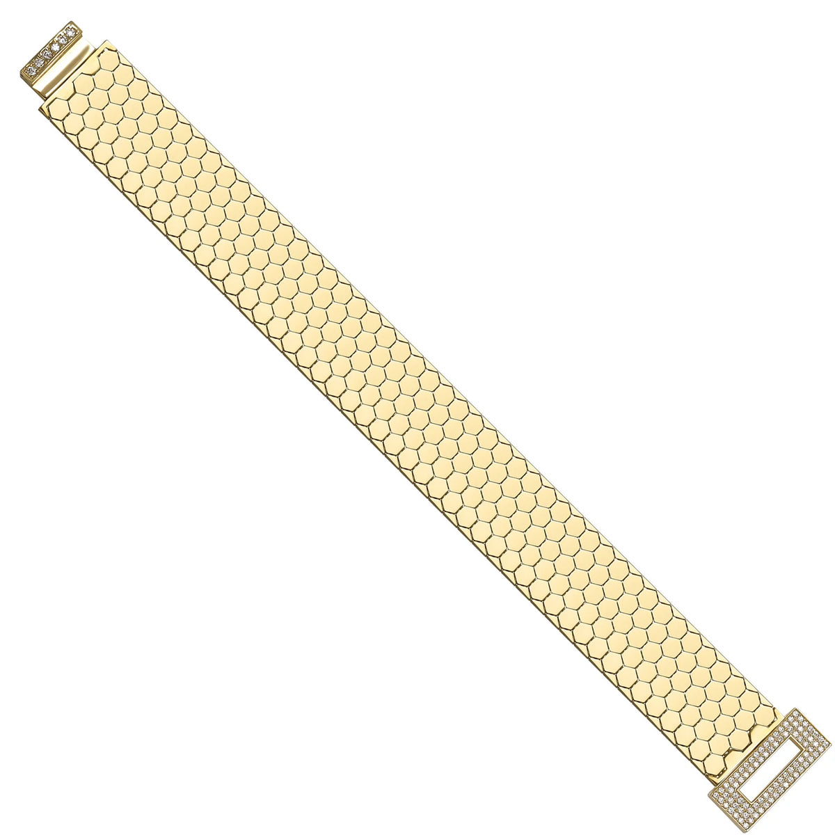 Solid gold honeycomb bracelet, 24.50 g — shown at an angle across the frame.