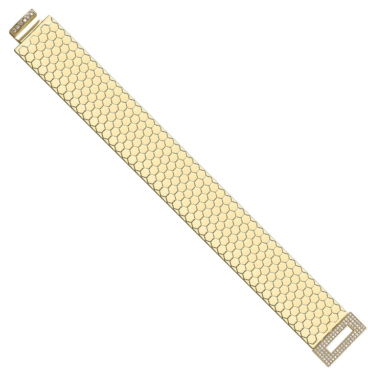 Solid gold honeycomb bracelet, 26.40 g — shown at an angle across the frame.