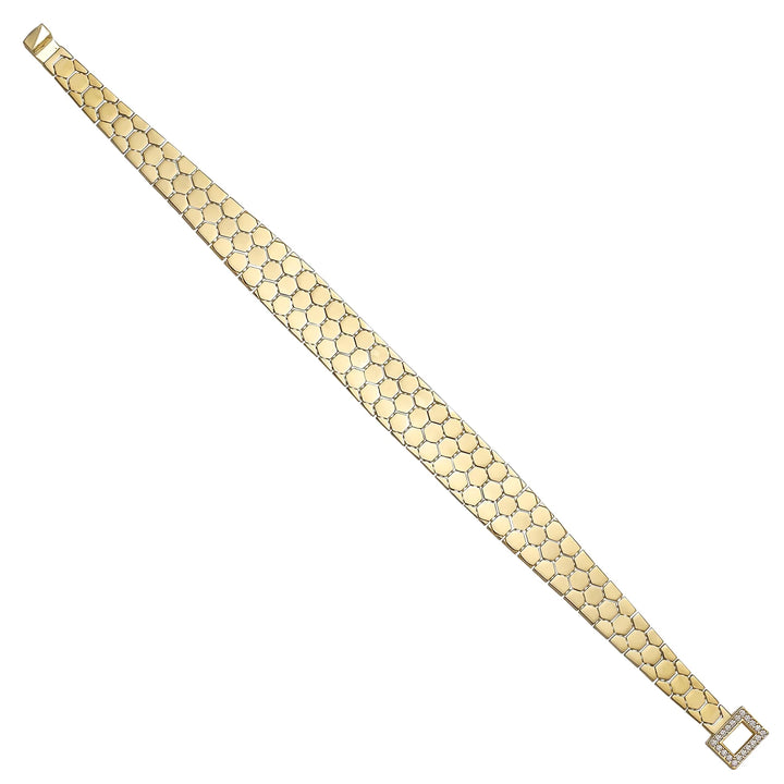 Solid gold honeycomb bracelet, 11.00 g — shown at an angle across the frame.