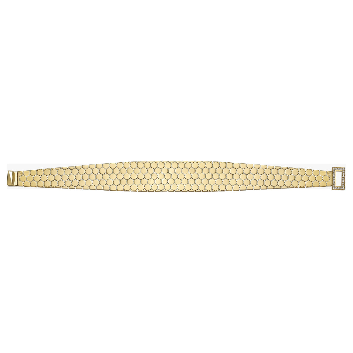 Solid gold honeycomb bracelet, 19.30 g — shown square on a plain background.