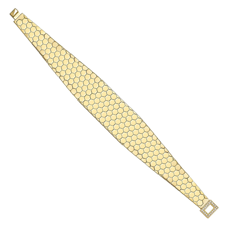 Solid gold honeycomb bracelet, 19.80 g — shown at an angle across the frame.