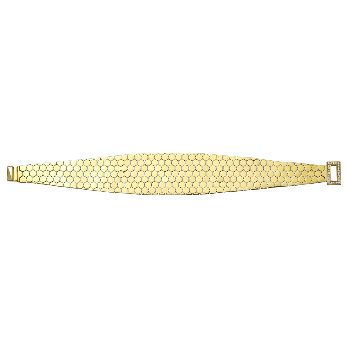 Solid gold honeycomb bracelet, 25.00 g — shown square on a plain background.