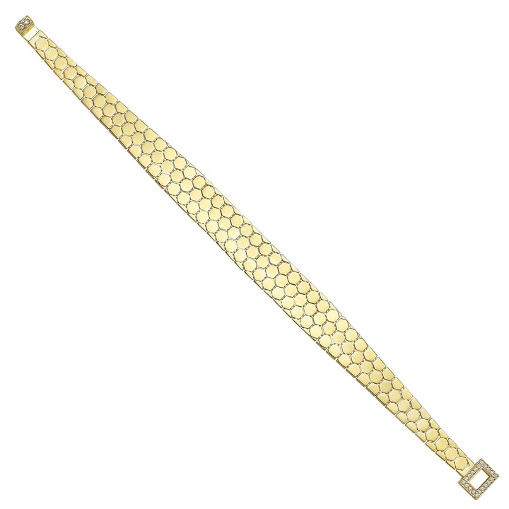 Solid gold honeycomb bracelet, 11.10 g — shown at an angle across the frame.