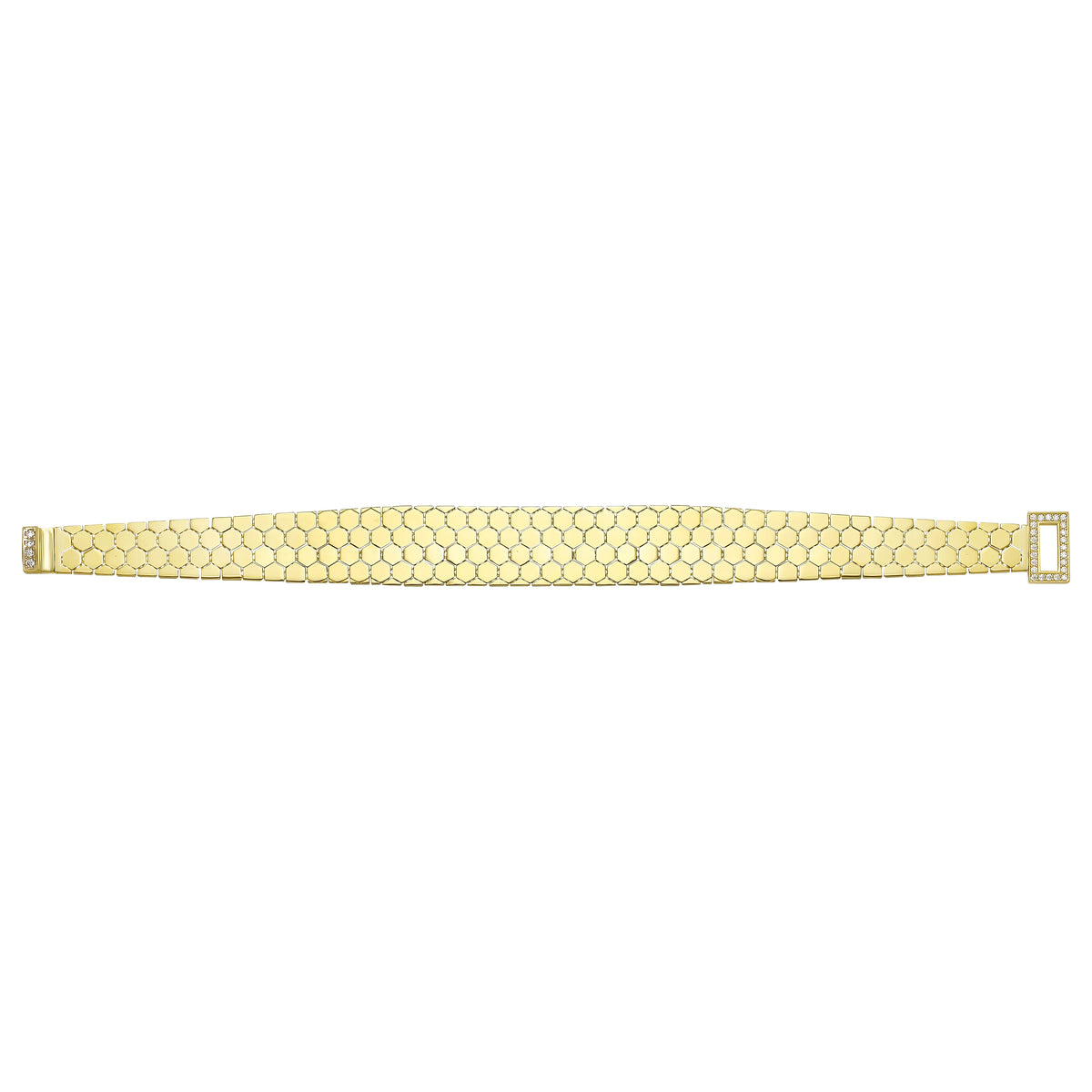 Solid gold honeycomb bracelet, 17.30 g — shown square on a plain background.