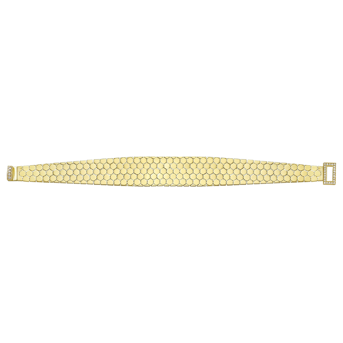 Solid gold honeycomb bracelet, 19.50 g — shown square on a plain background.