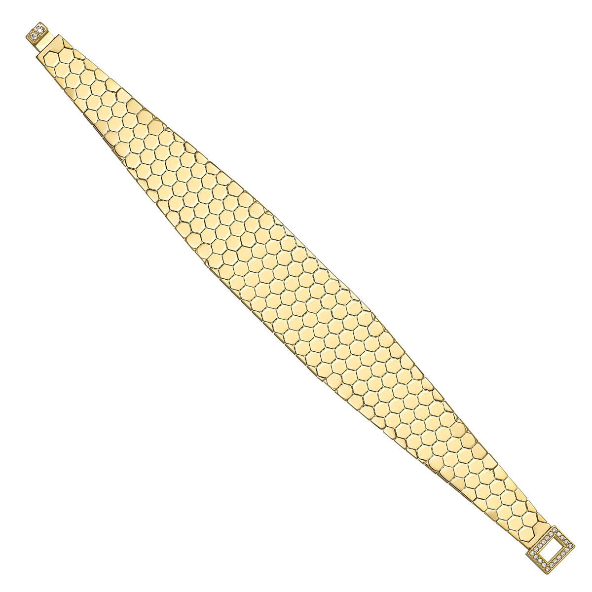 Solid gold honeycomb bracelet, 20.00 g — shown at an angle across the frame.