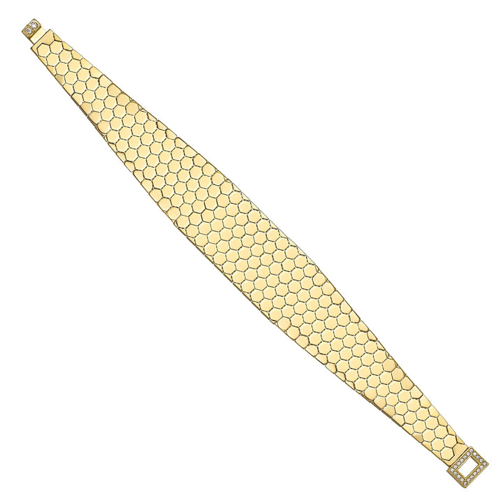Solid gold honeycomb bracelet, 20.00 g — shown at an angle across the frame.