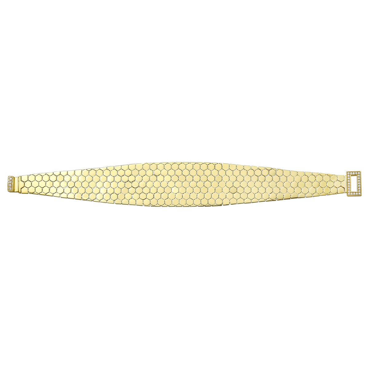Solid gold honeycomb bracelet, 25.15 g — shown square on a plain background.