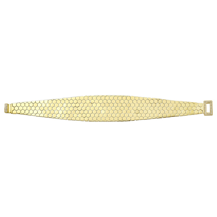 Solid gold honeycomb bracelet, 25.15 g — shown square on a plain background.
