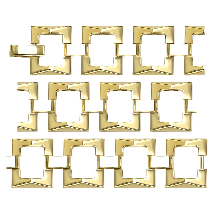 Solid gold fancy link bracelet, 18.47 g — shown in three rows across the frame.