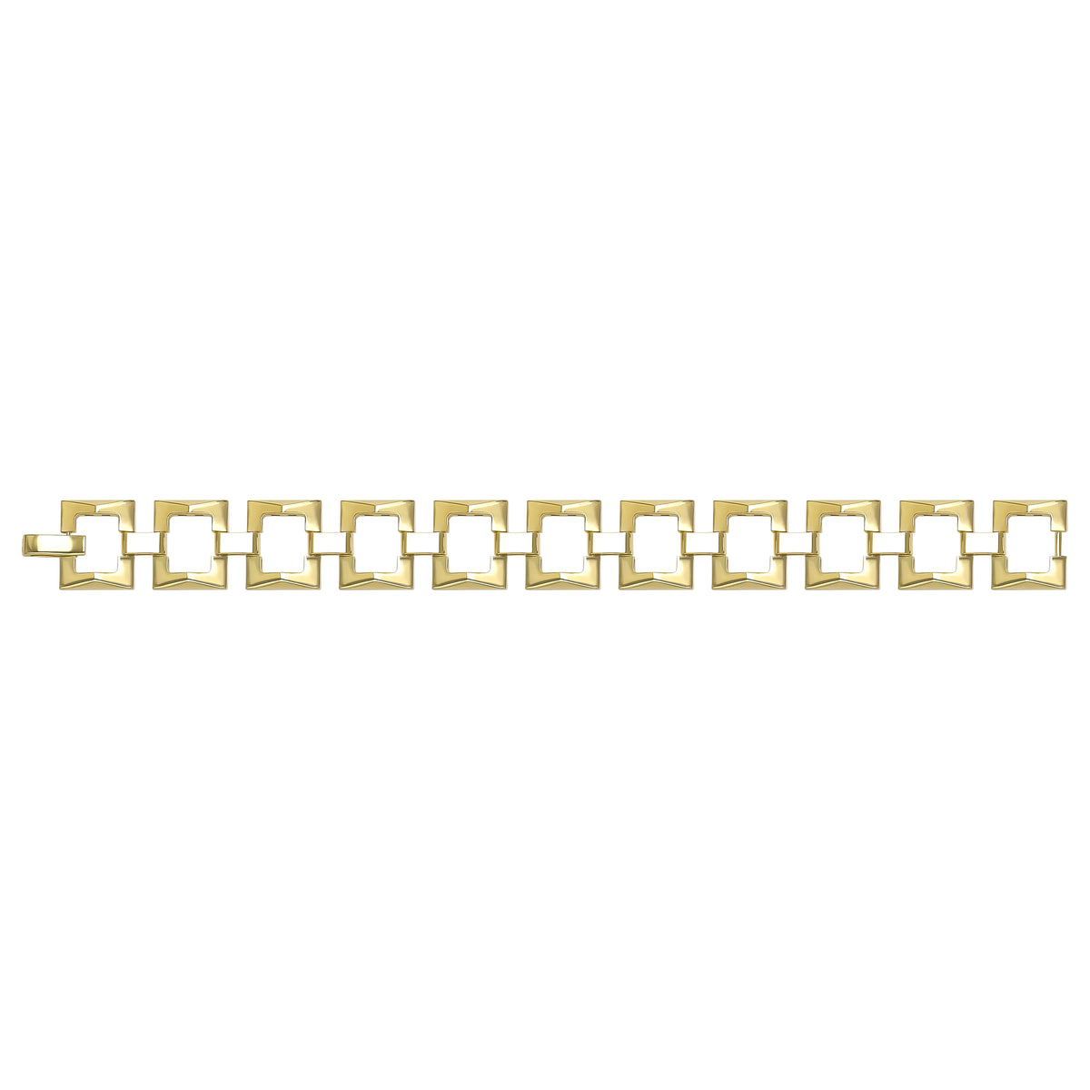 Solid gold fancy link bracelet, 18.47 g — shown square on a plain background.
