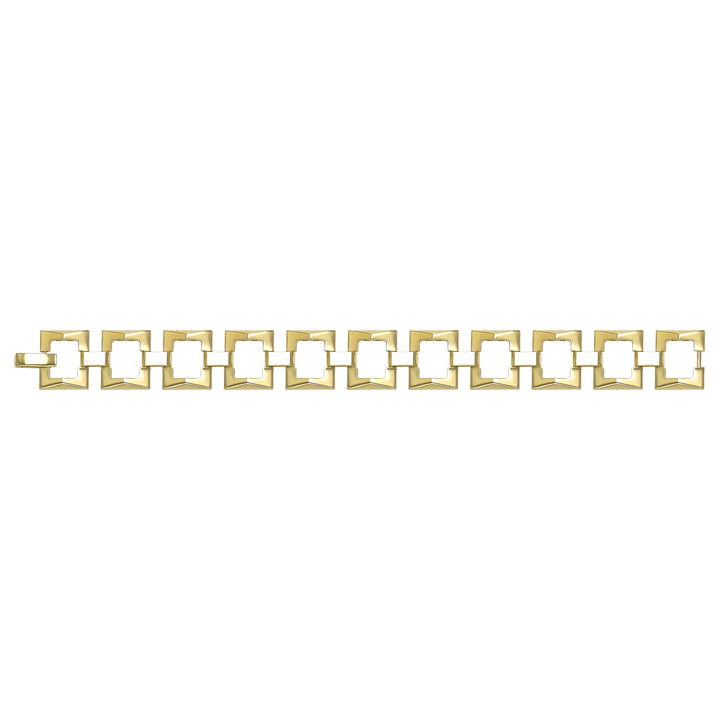 Solid gold fancy link bracelet, 18.47 g — shown square on a plain background.